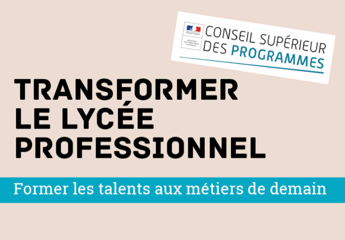 Intervention du  CSP sur les programmes de lycée professionnel