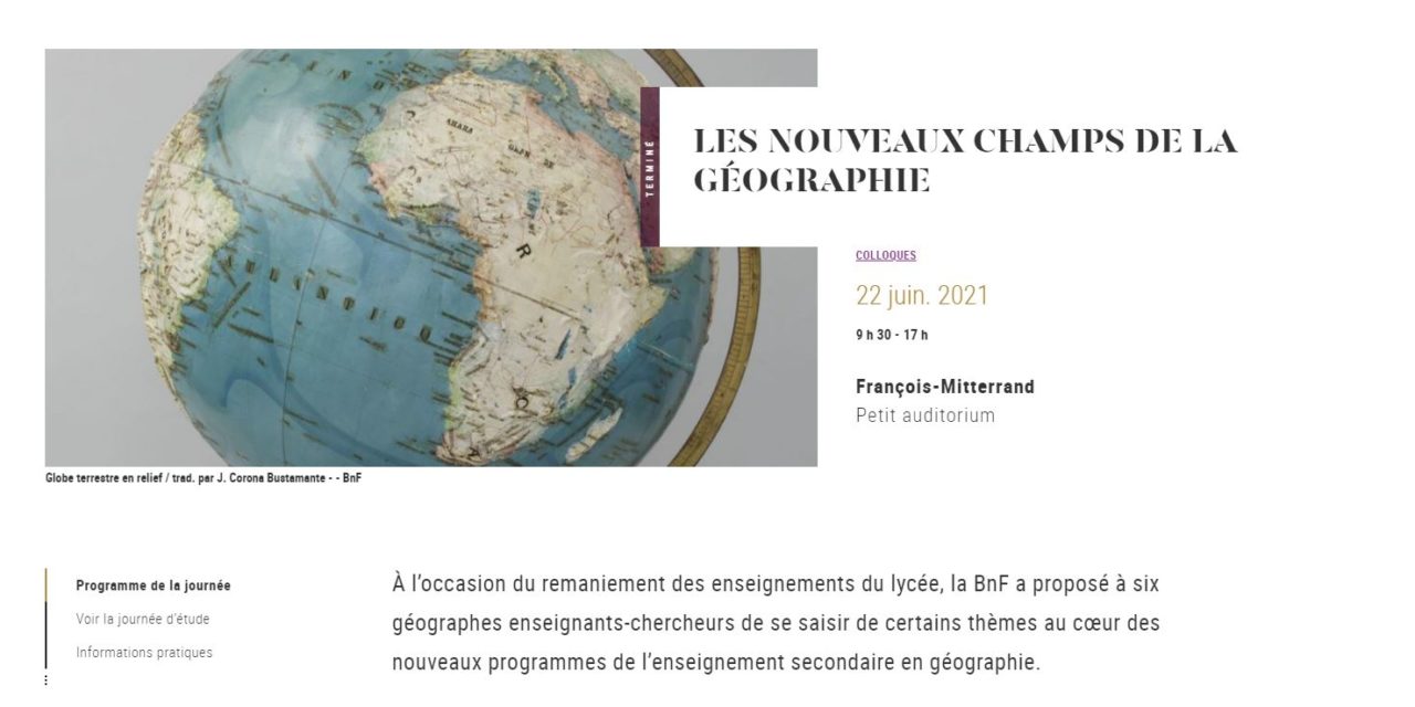 Géographie, les nouveaux champs dans les programmes actuels des lycées