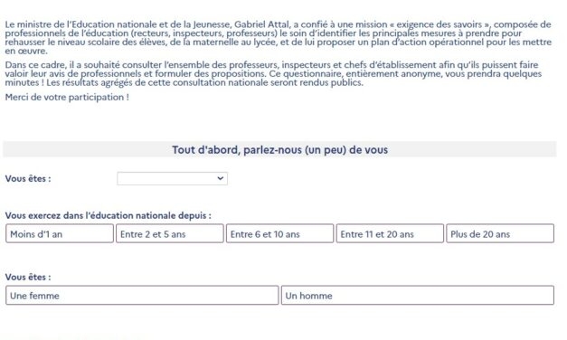 Mission « Exigence des savoirs » : le questionnaire pour les enseignants est disponible jusqu’au 20 novembre