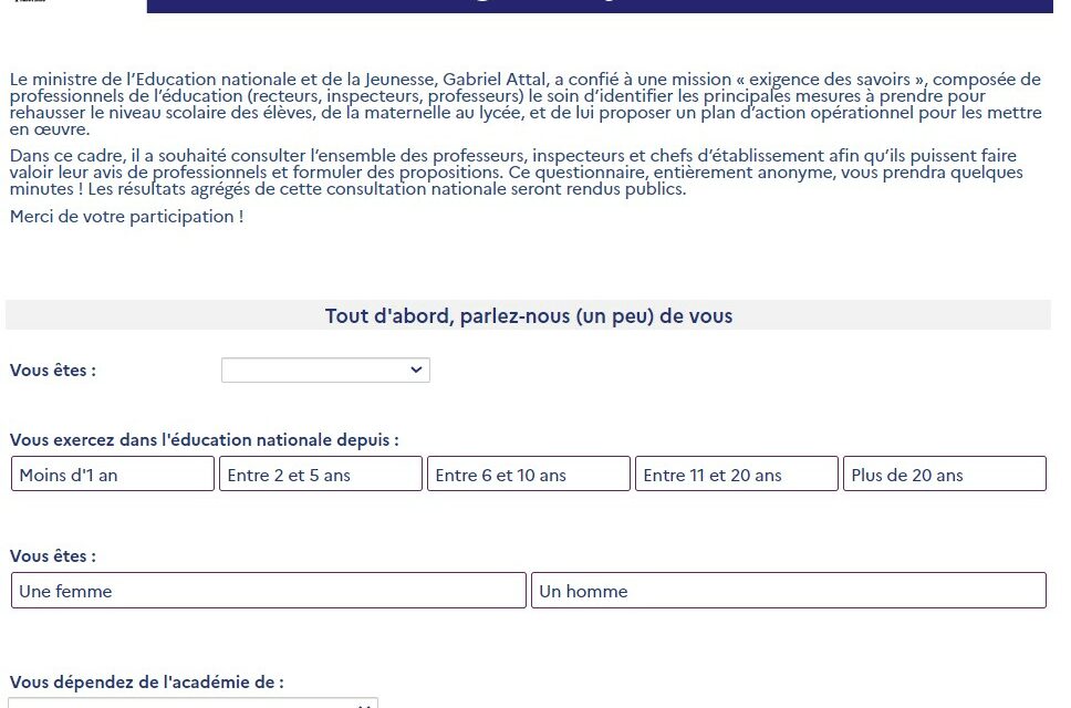 Mission « Exigence des savoirs » : le questionnaire pour les enseignants est disponible jusqu’au 20 novembre