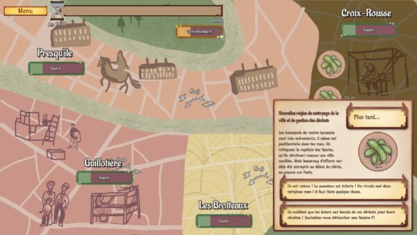 Ecran du jeu La Veste et le Cholera, Grand Prix de la Game Jam des Rendez-vous de l'Histoire 2025