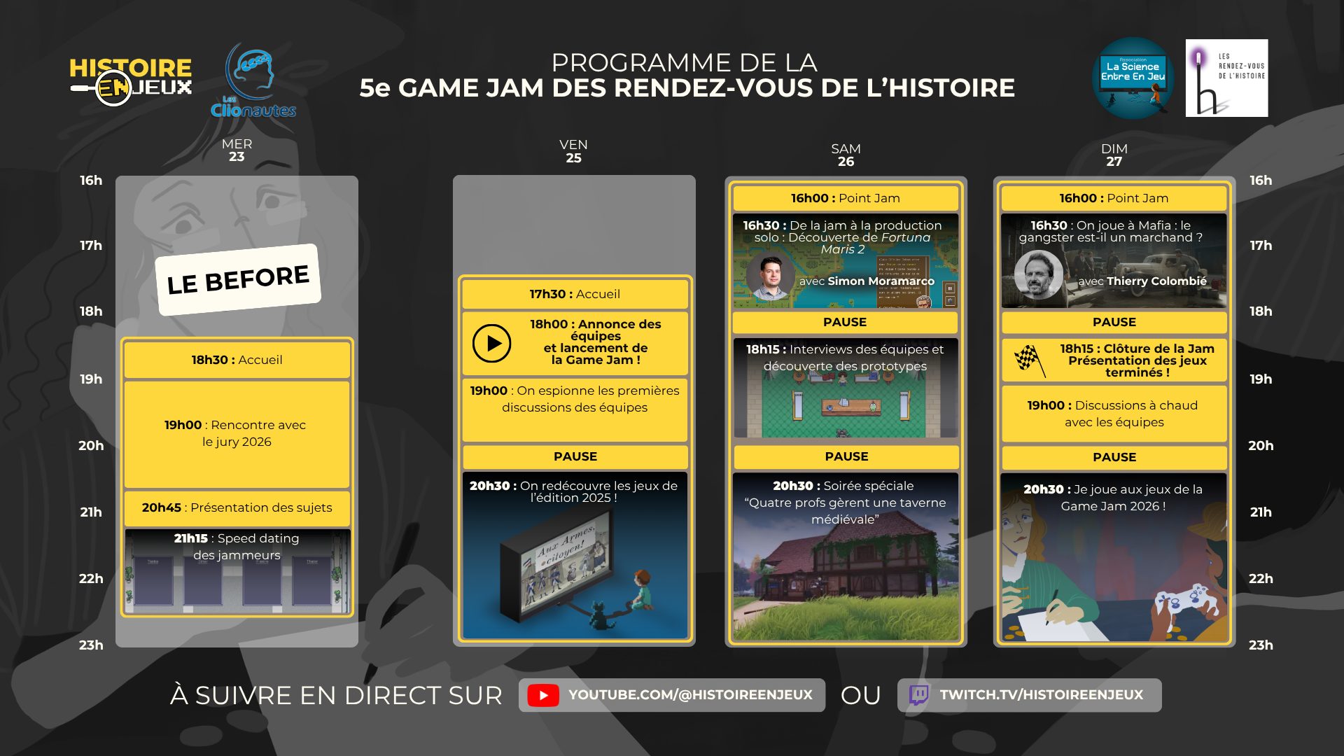 Programme Twitch de la Game jam des RVH 2026